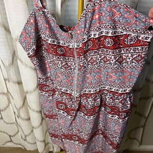 Speed Control Red and Blue Patterned Dress